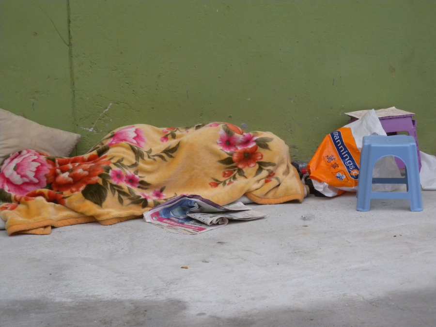 sham shui po, outside the studio, better than a caged home as no rent 