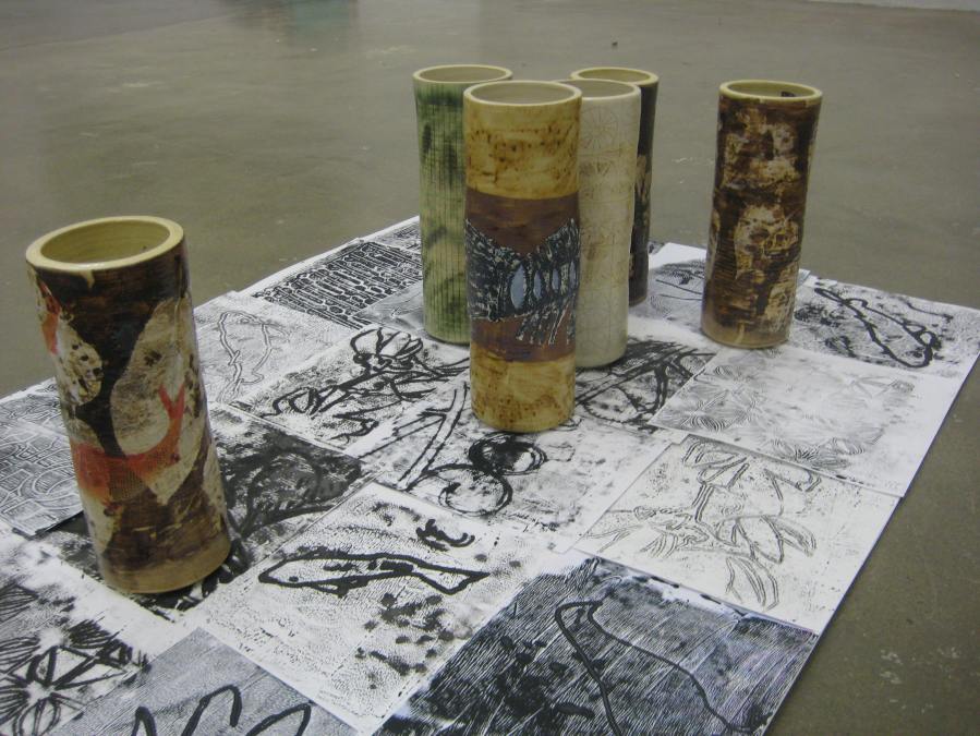 my "five vessels" installation with the sixth vessel to inspire work for the next five years...