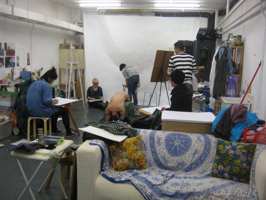 life drawing session in the studio, a difficult pose for William but he did choose it