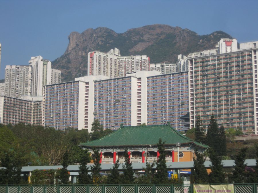 sunny Hong Kong view from the airport express bus