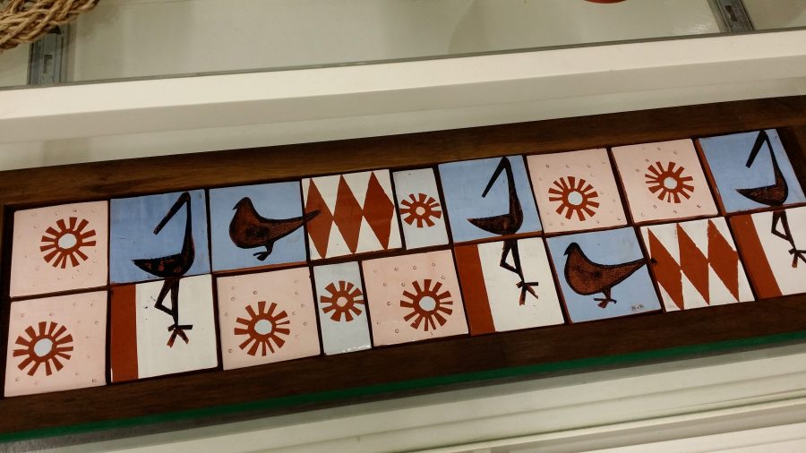 bird tiles waiting for some legs to make a coffee table, vintage style circa 1960s