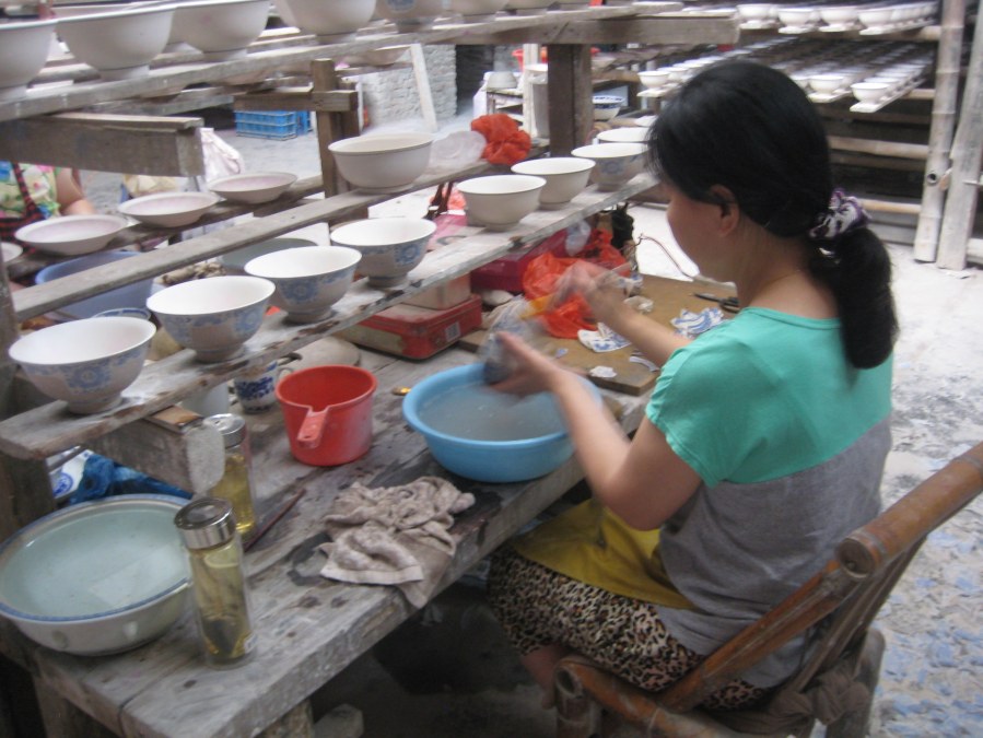 Applying decals to bowls