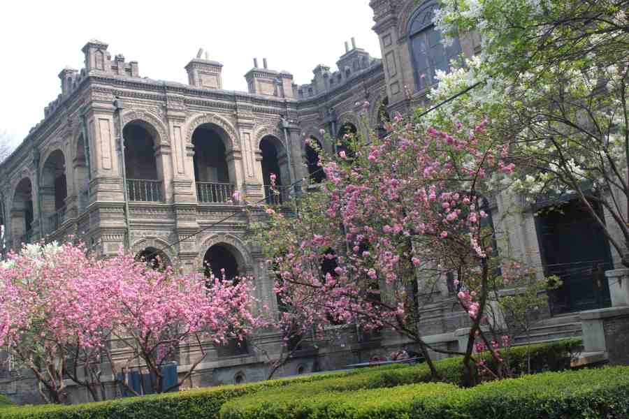 amazing old building in our apartment compound, looking gorgeous in pastel shades
