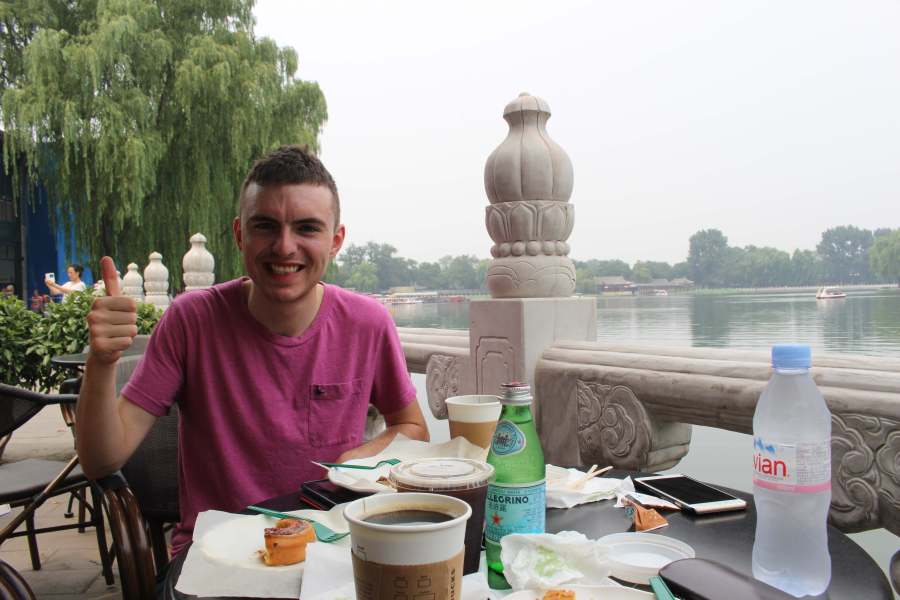 Joe at Houhai lake - unfortunately the least inspiring coffee shop but hey nice view